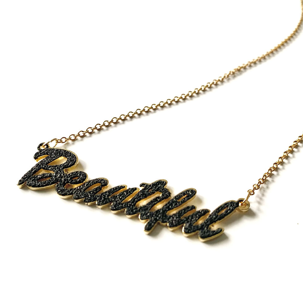 תמונה ממוזערת: Black is beautiful necklace, stainless steel, waterproof