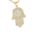 Gold Hamsa necklace pendant with CZ