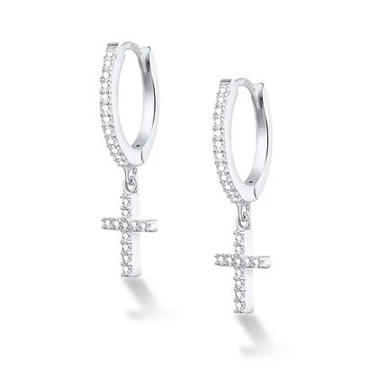 Silver cross earrings, Iced 925, Isolene Jewellers