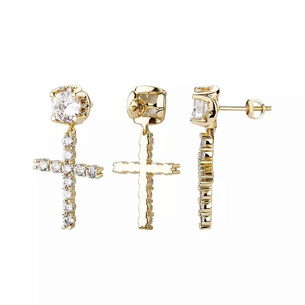 Miniatura: Silver cross earrings with cz stones