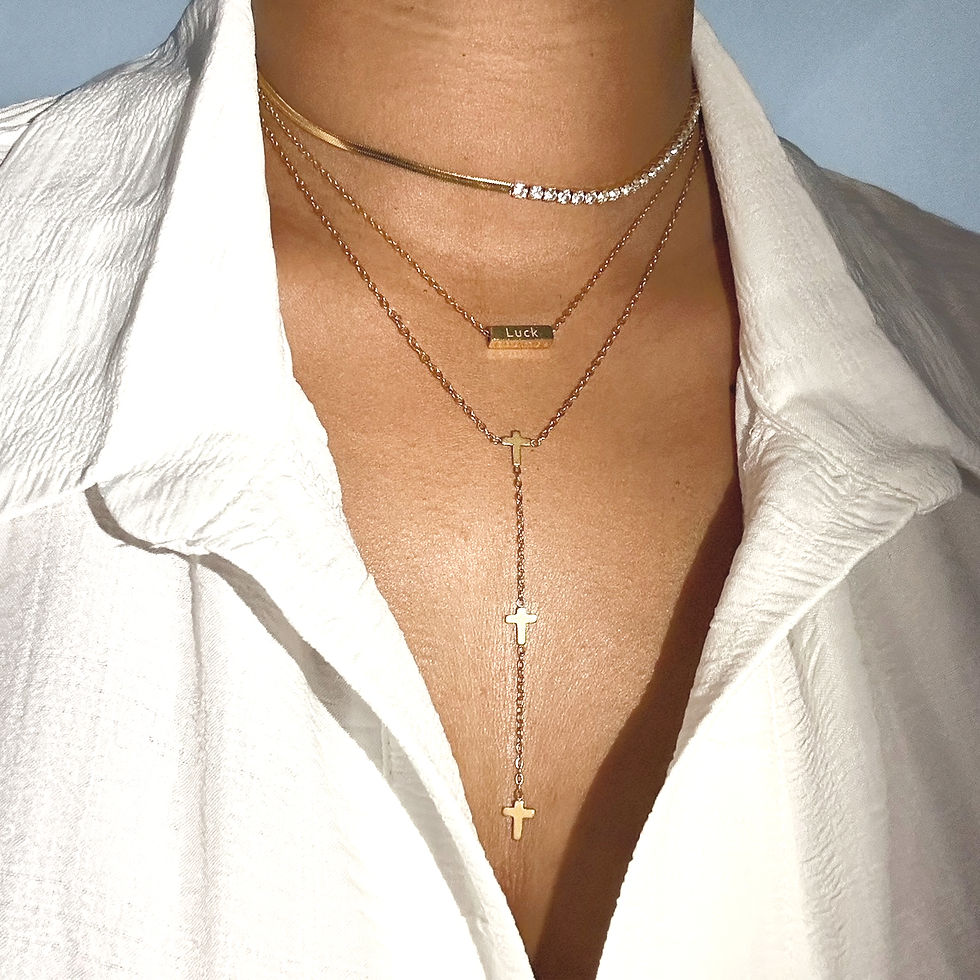 Thumbnail: Gold Cross Lariat Necklace, Lariat necklace, cross necklace, Christian jewellery, gold plated necklace