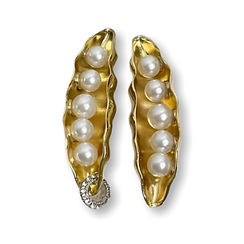 Isolene Jewellers Gold plated Pea Pod Earrings, statement earrings, jewellery, Gold Earrings, Pea Earrings