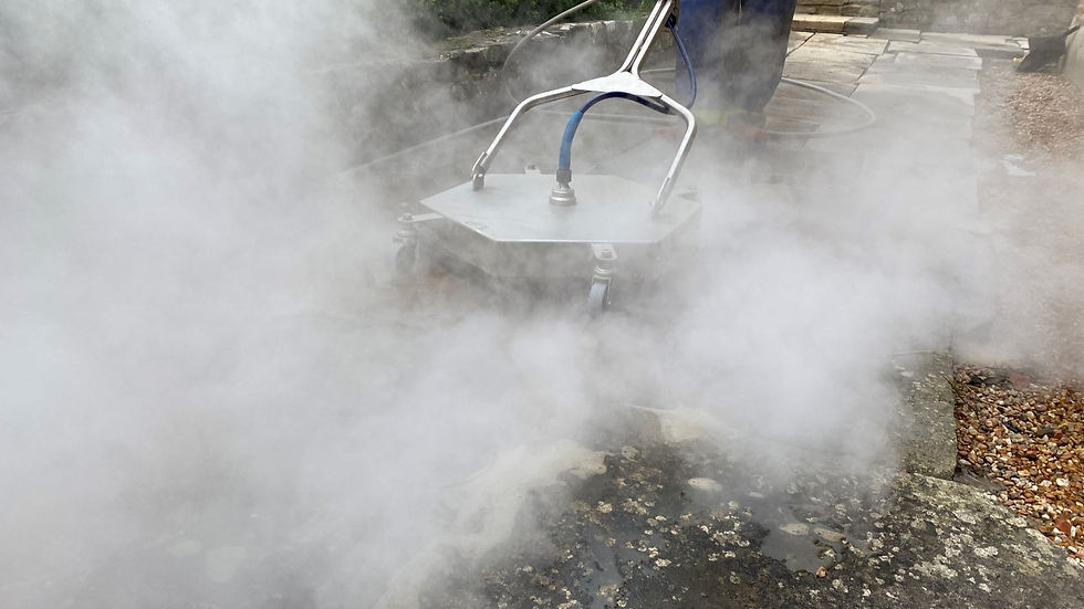 Patio being steam cleaned by Elite Jetting