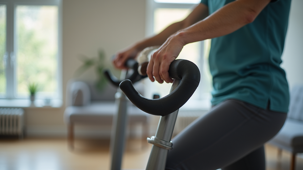 Close-up view of exercise equipment used in a home-based physiotherapy session
