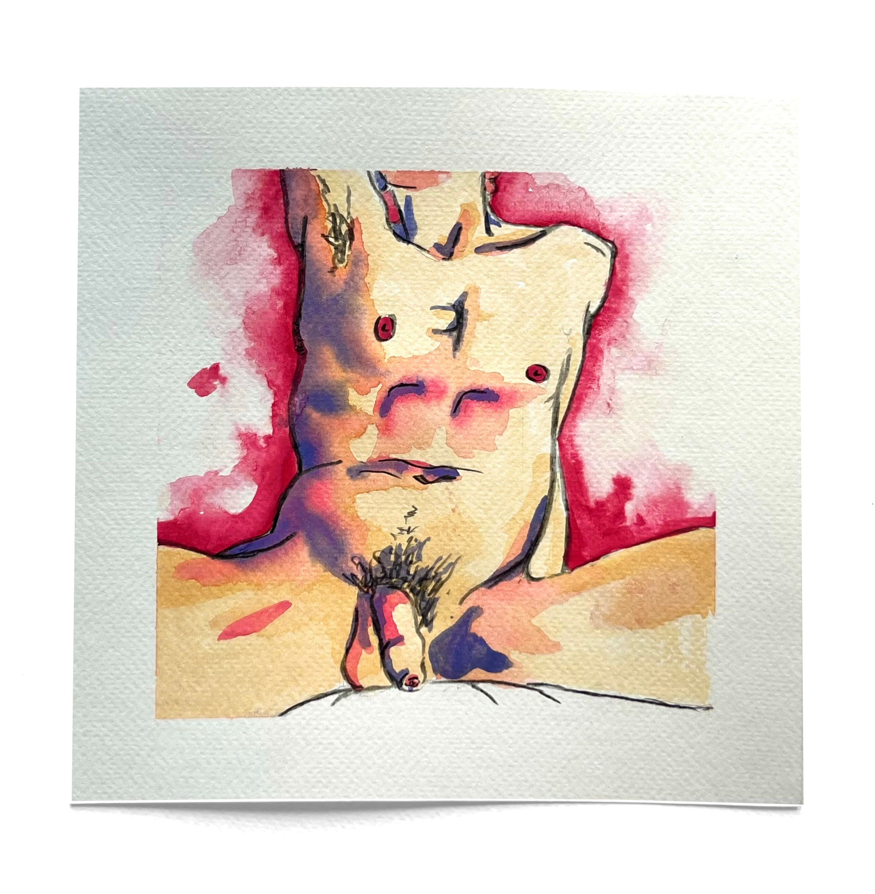 'Awake & Horny' original watercolour study