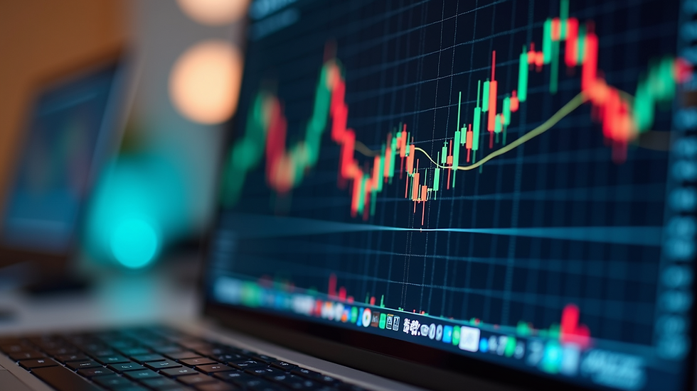 Eye-level view of a computer screen displaying forex trading software with risk management features