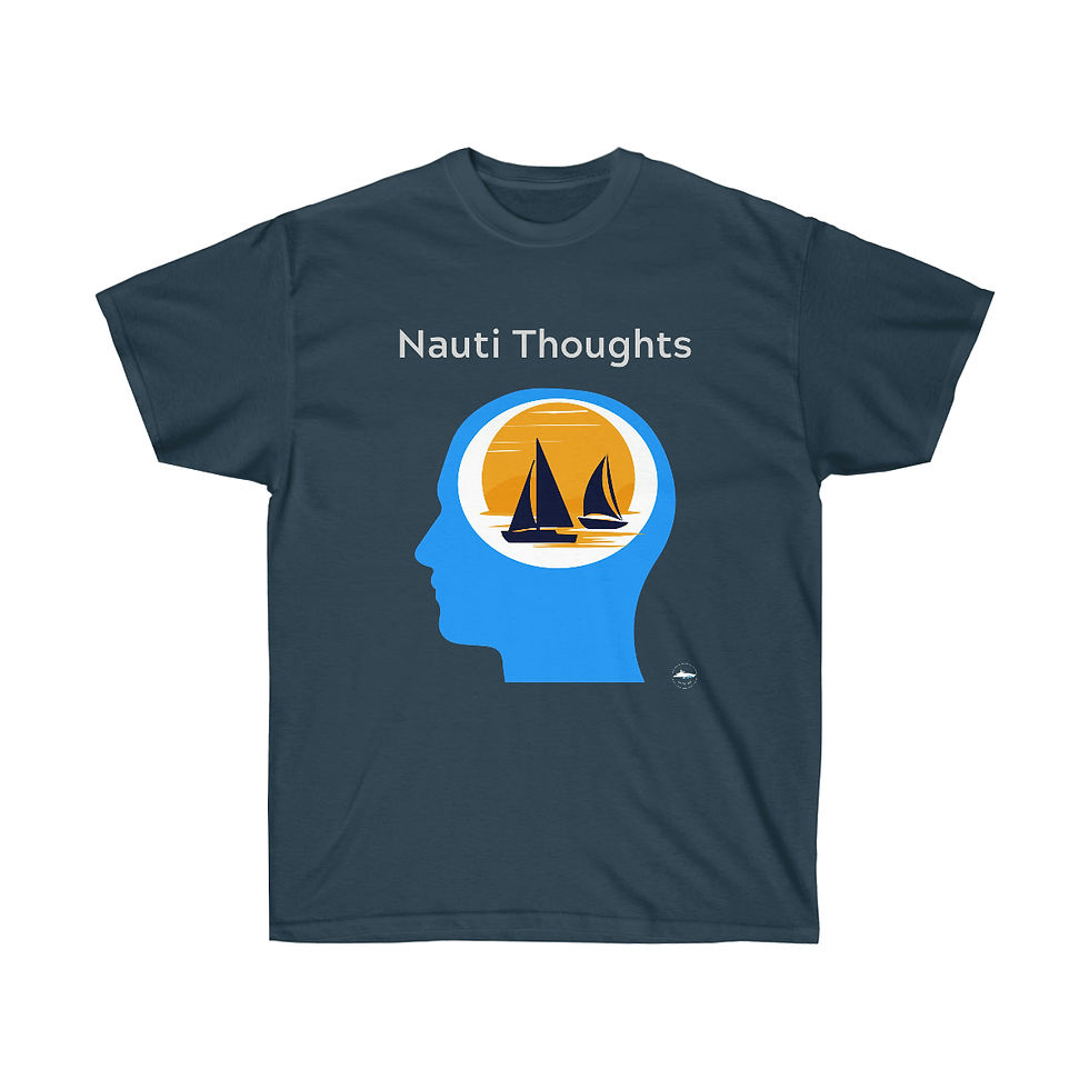 Thumbnail: Nauti Thoughts - Sailboats - Blue Head - Unisex Ultra Cotton Tee