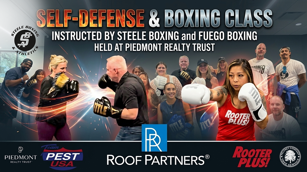 Highlights from our Quarterly Self-Defense Workshop with Steele Boxing and Fuego Boxing sponsored by Roof Partners for the Commercial Real Estate industry