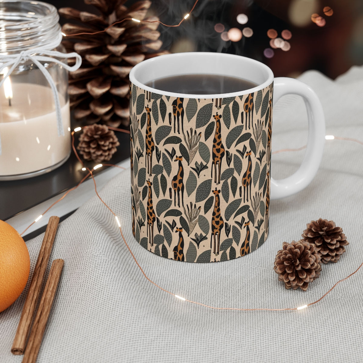 Safari Giraffe Pattern Ceramic Mug 11oz