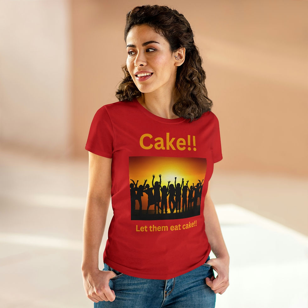 Thumbnail: Cake. Let them eat cake. Summer Sunset. Women's Midweight Cotton Tee