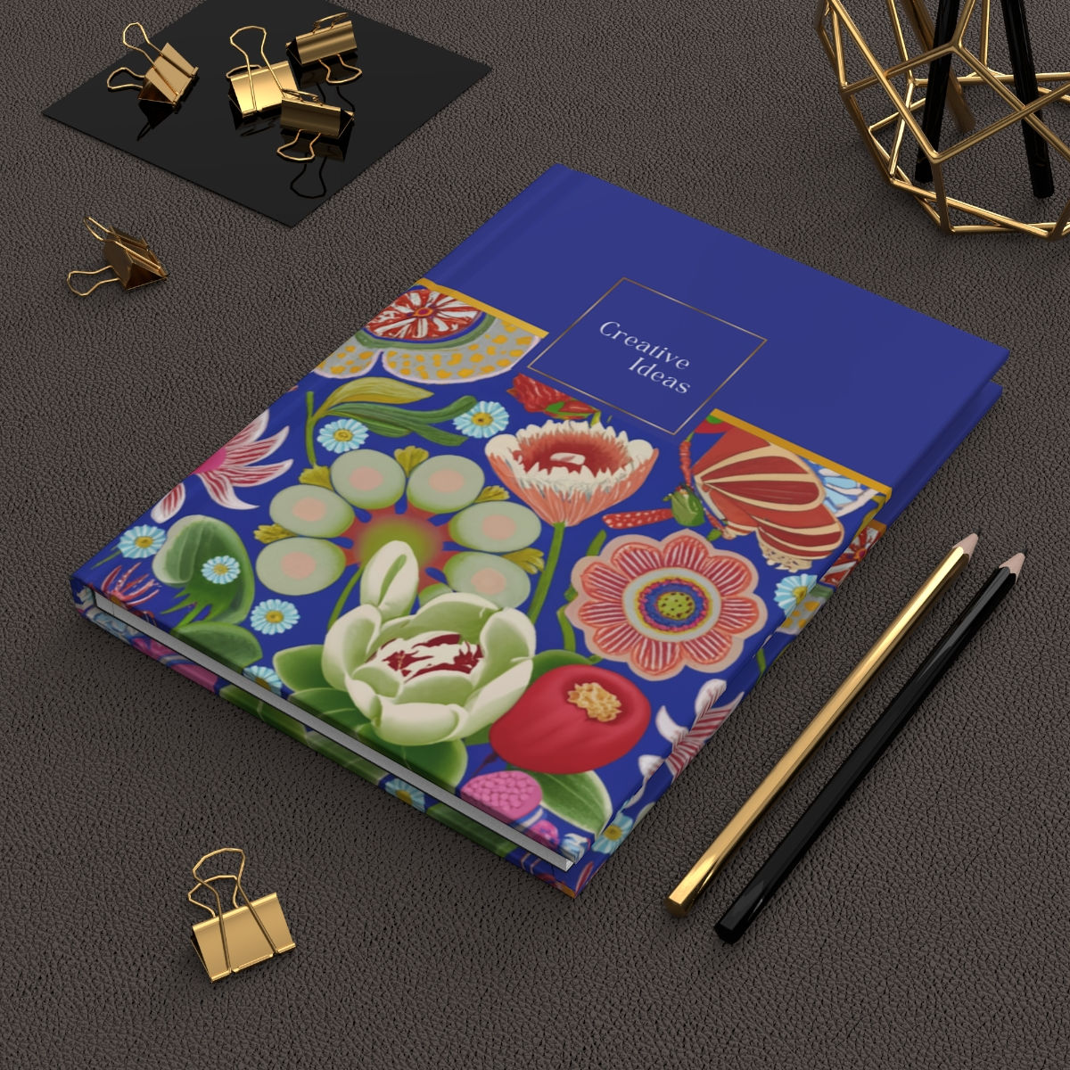 Bright Blue and Floral Personal Journal Matte