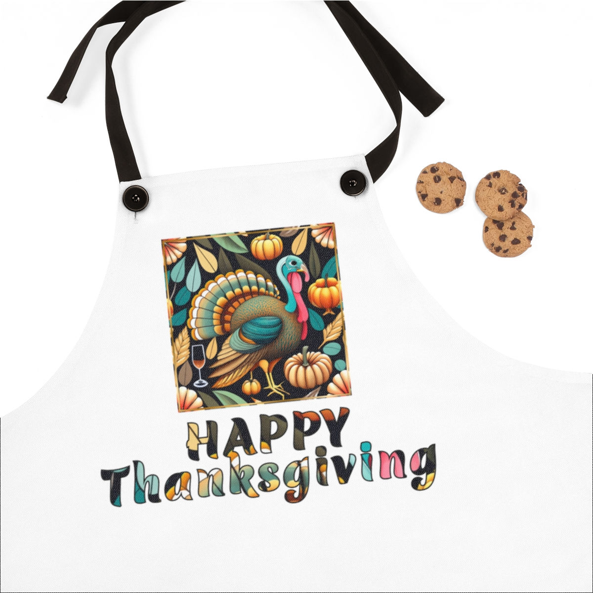 Thanksgiving Apron with Pumpkins and Turkey
