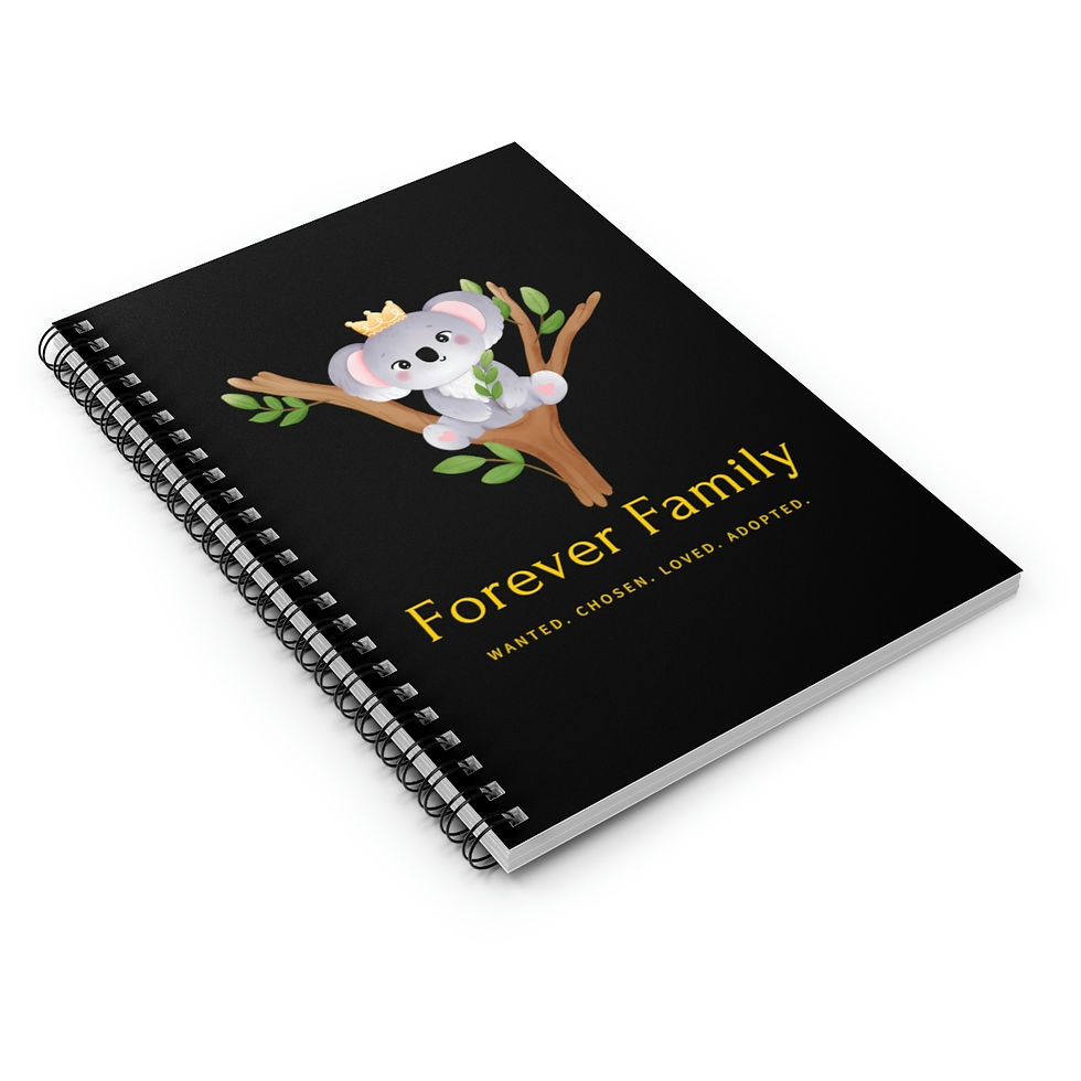 Thumbnail: Forever Family. Wanted. Chosen. Loved. Adopted. Spiral Notebook - Ruled Line