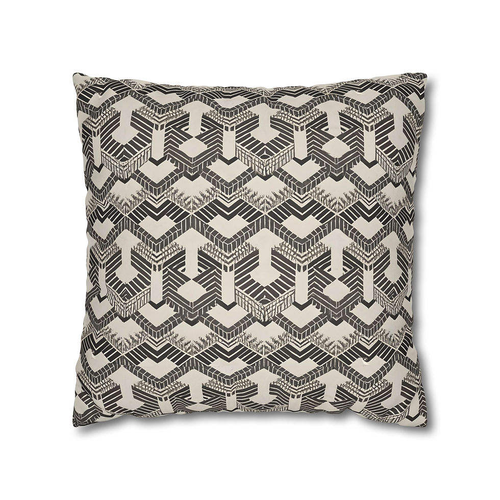 Skyrocket Neutral Geometric Pattern Faux Suede Square Pillow Case
