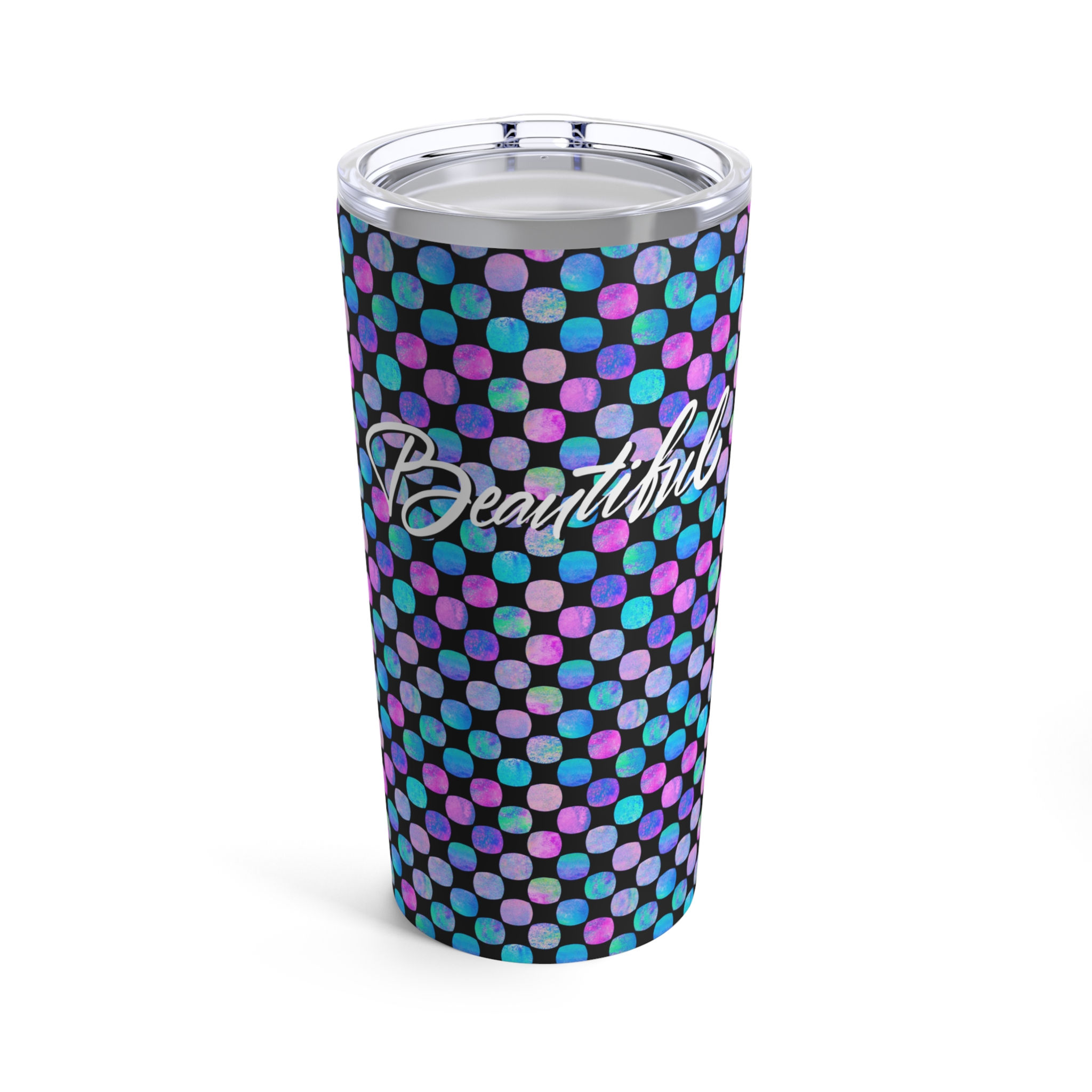 Beautiful Multicolor Iridescent Polka Dot Tumbler 20oz