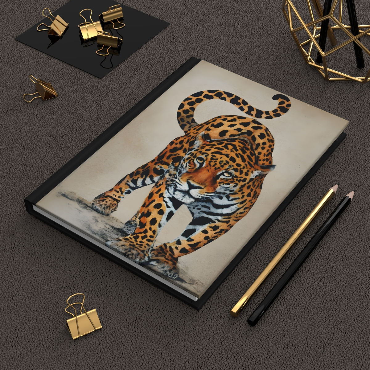 Safari Leopard Black and Orange Journal Hardcover Matte