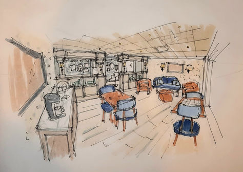 Barbershop Creative Interior Design Sketch
