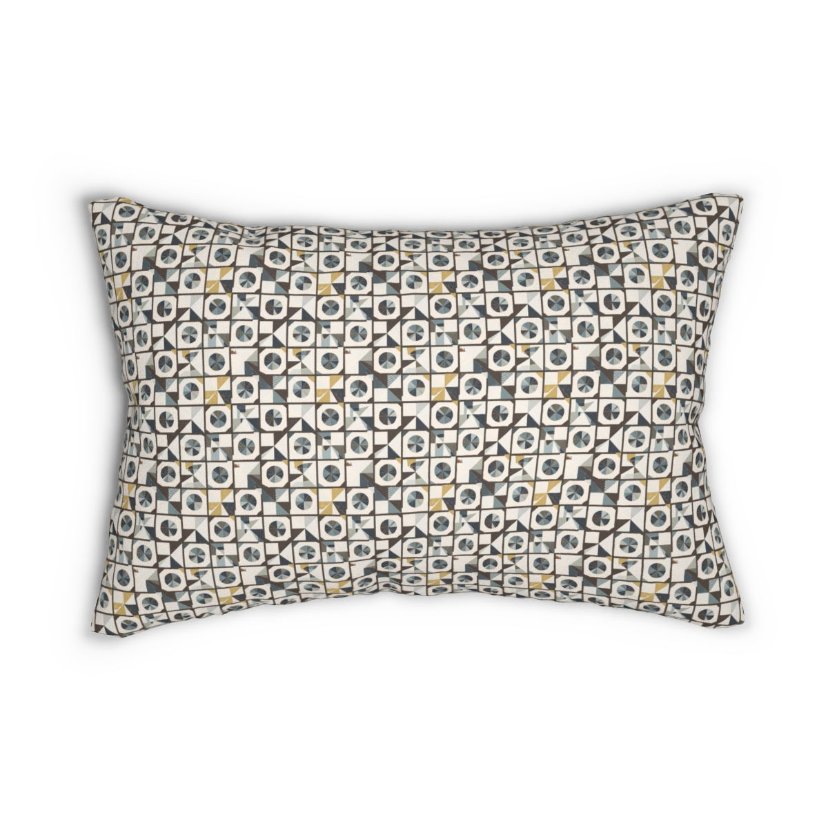 Matthias Modern Neutral Geometric Spun Polyester Lumbar Pillow
