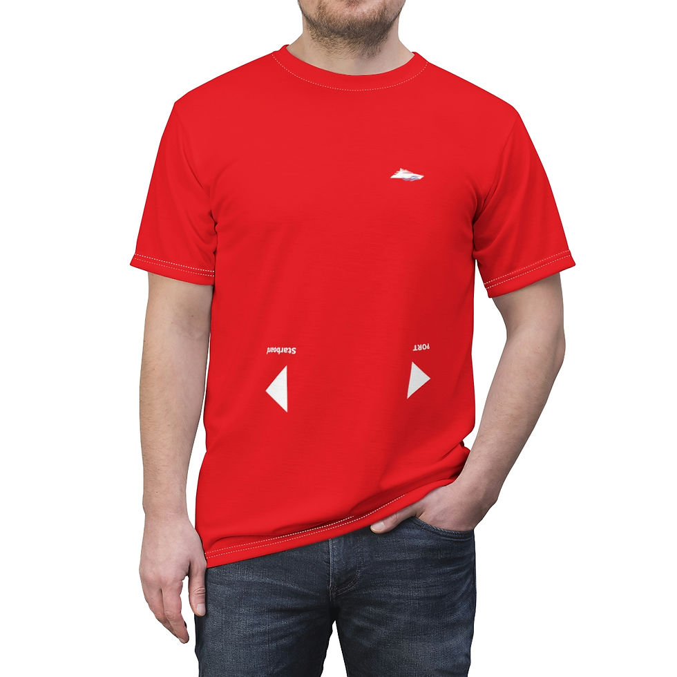 Thumbnail: Port / Starboard / w/Arrows on Front - Upside down - Unisex AOP Cut & Sew Tee