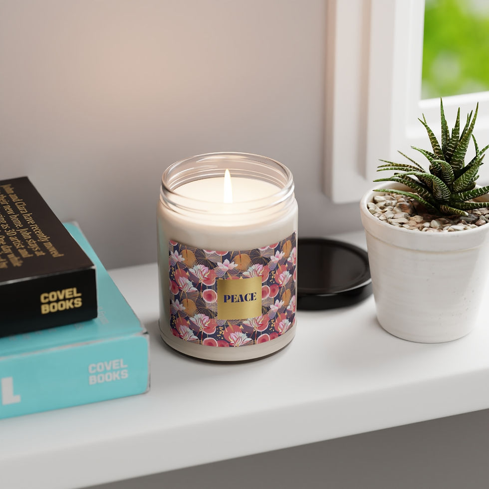 Thumbnail: Japanese Floral Gold + Blue Scented Soy Candle, 9oz