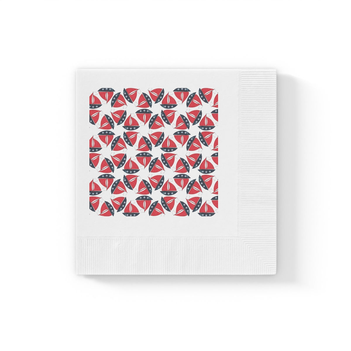Sailboat 3. Circle Saw Pattern. White Coined Napkins