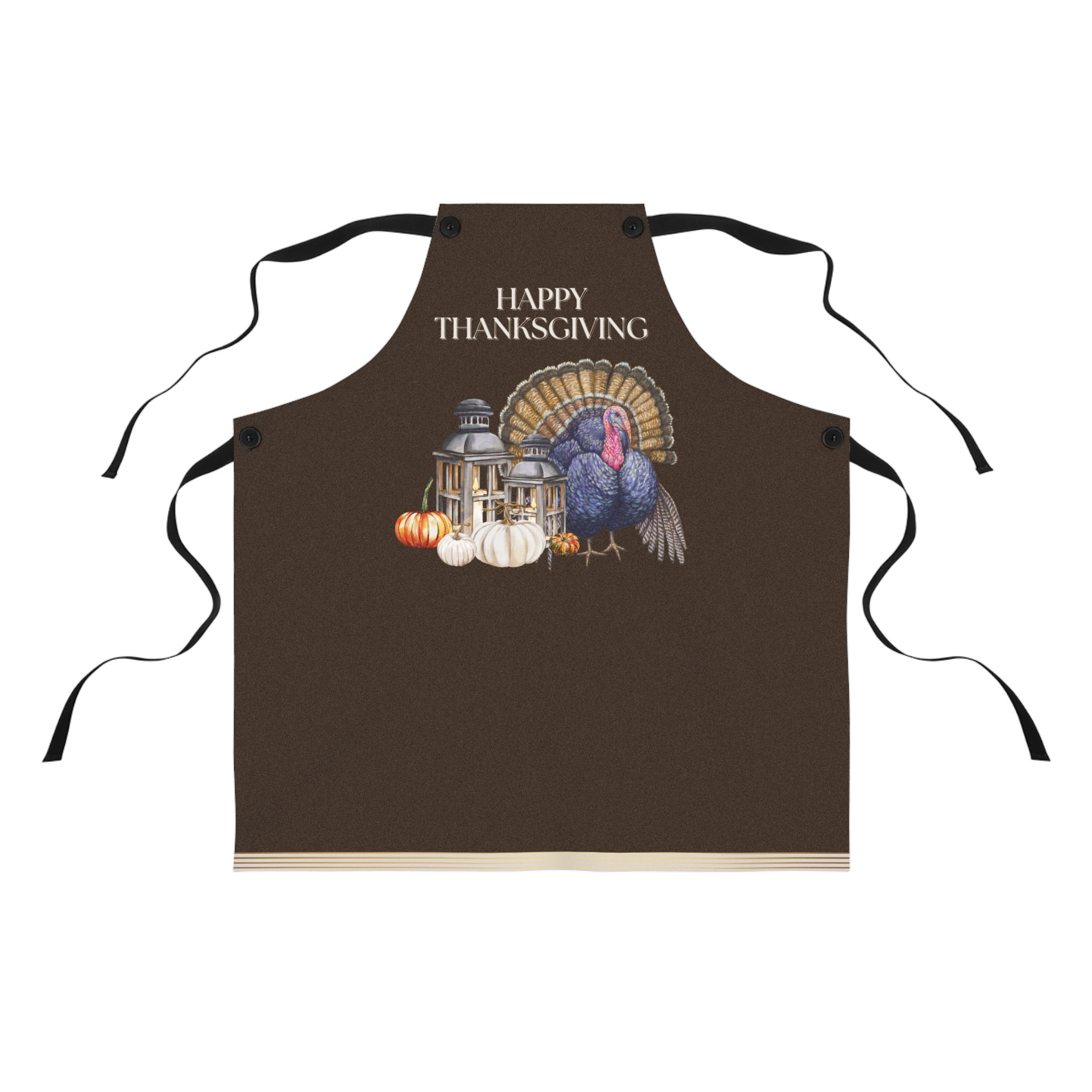 Personalized Thanksgiving Turkey Apron Beautiful Watercolor Design