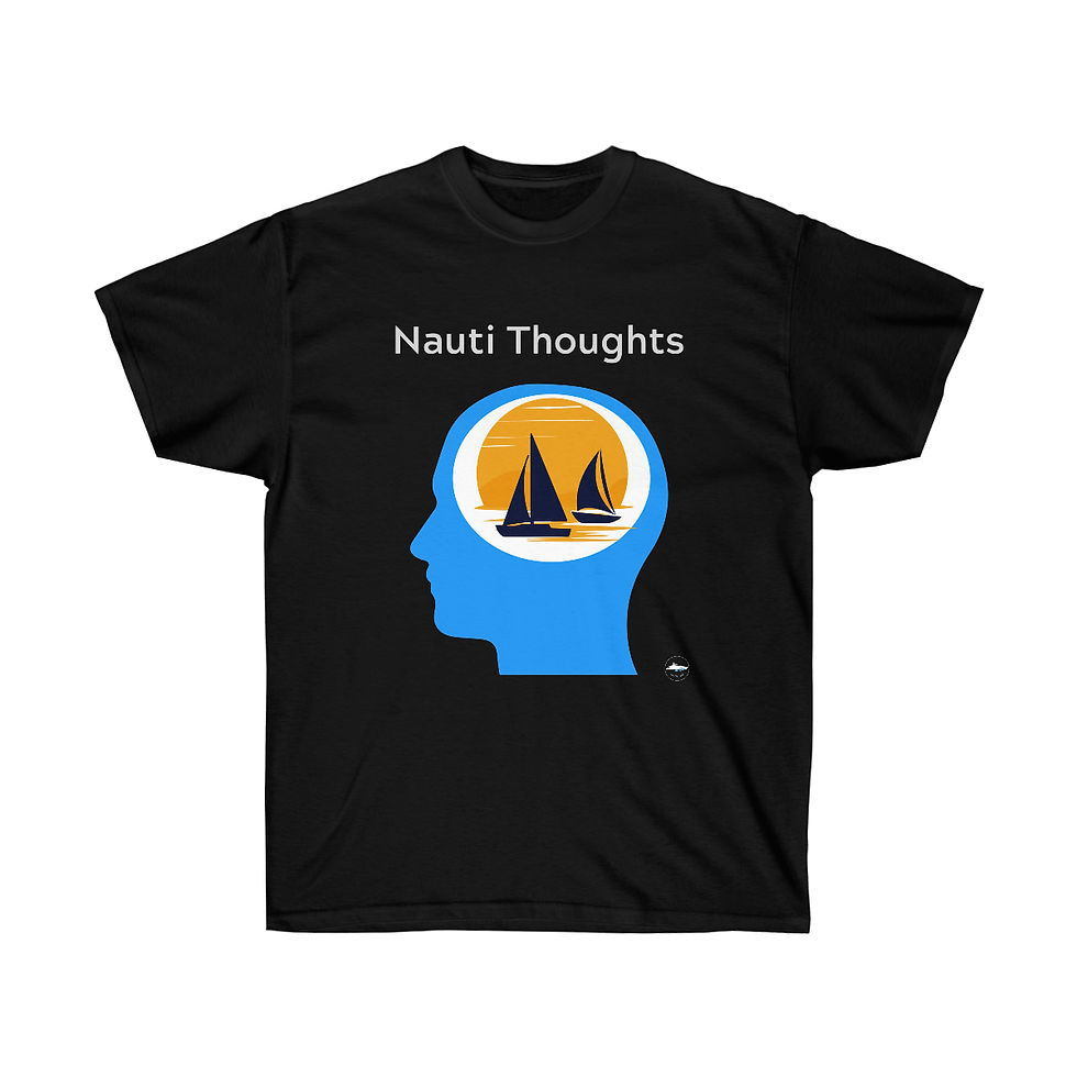 Thumbnail: Nauti Thoughts - Sailboats - Blue Head - Unisex Ultra Cotton Tee
