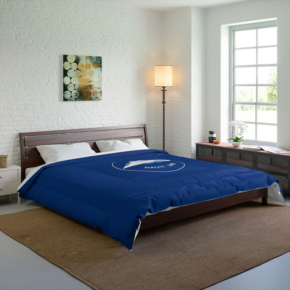 Thumbnail: Nauti Line Logo White. Comforter