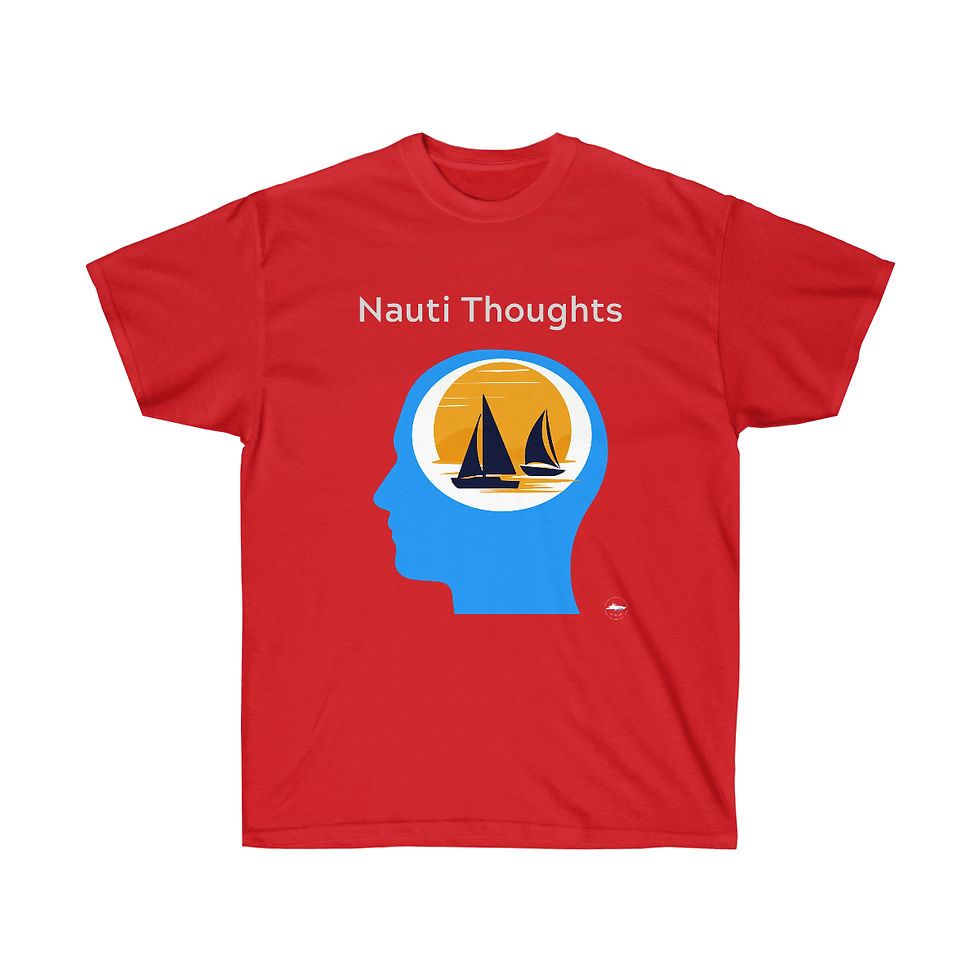 Thumbnail: Nauti Thoughts - Sailboats - Blue Head - Unisex Ultra Cotton Tee