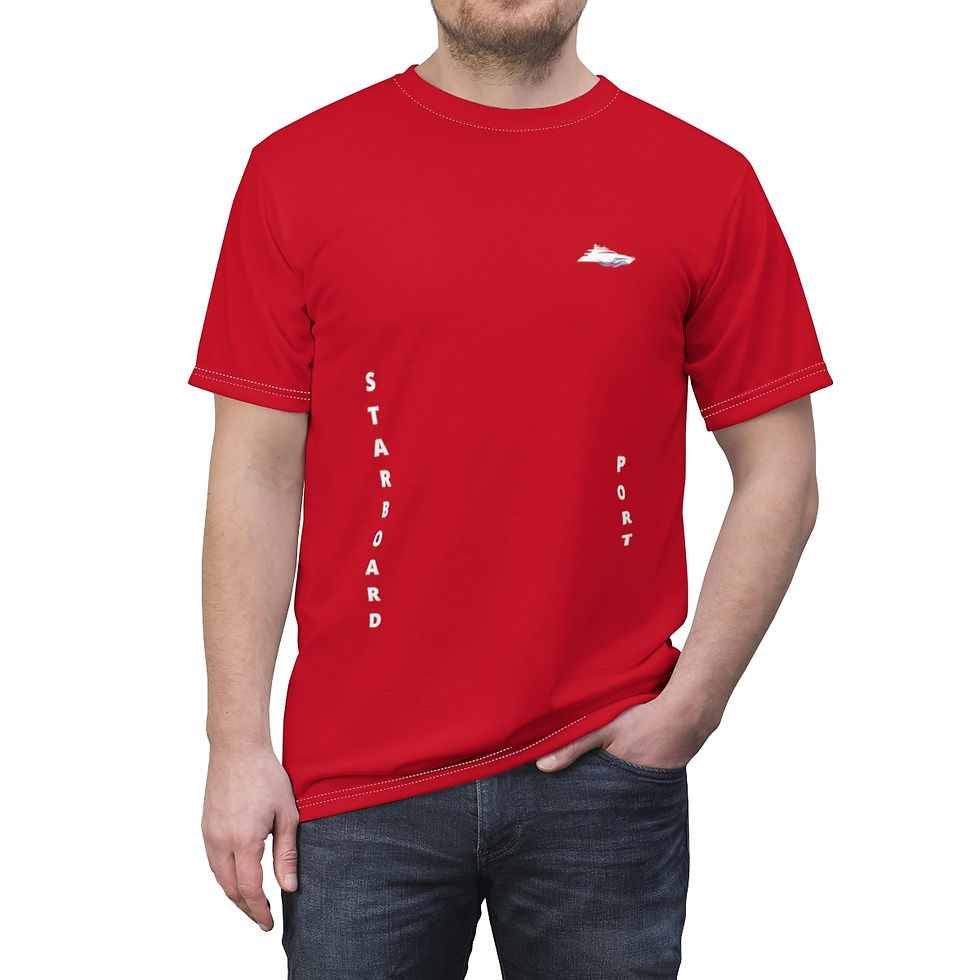 Thumbnail: Port / Starboard on Front - Nautical - Unisex AOP Cut & Sew Tee