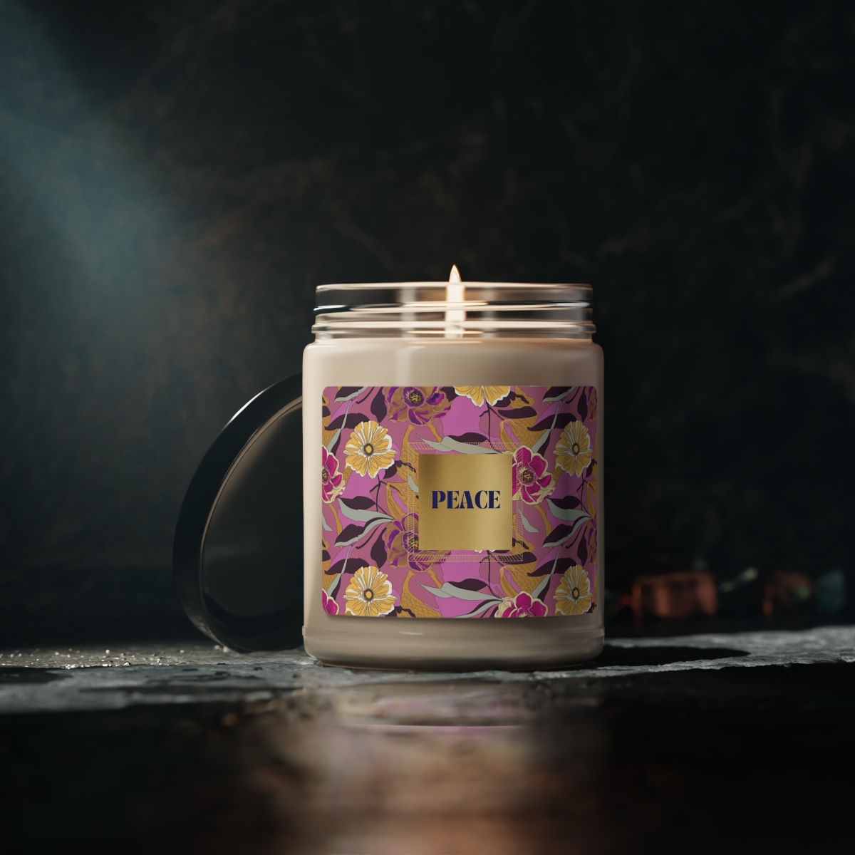 Japanese Floral Gold + Pink Scented Soy Candle, 9oz