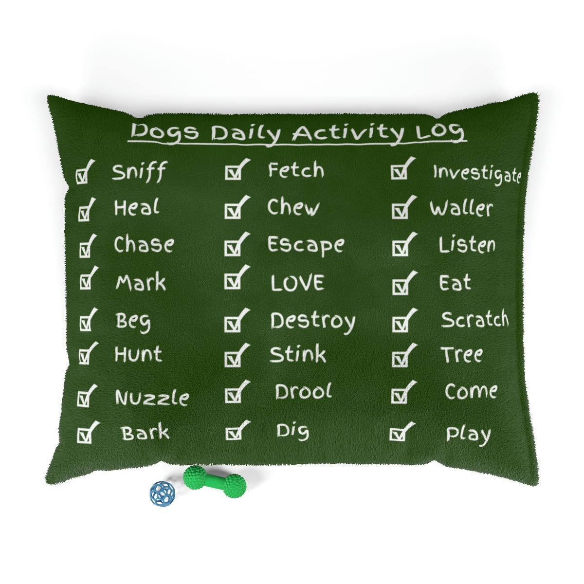 "Daily Activity Dob Bed."  Green.  Pet Bed