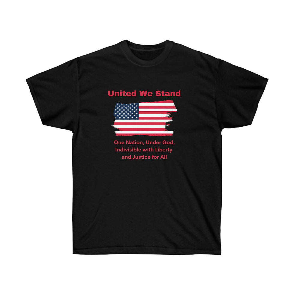 Thumbnail: Tattered Flag. United We Stand.  Partial Pledge.  Unisex Ultra Cotton Tee