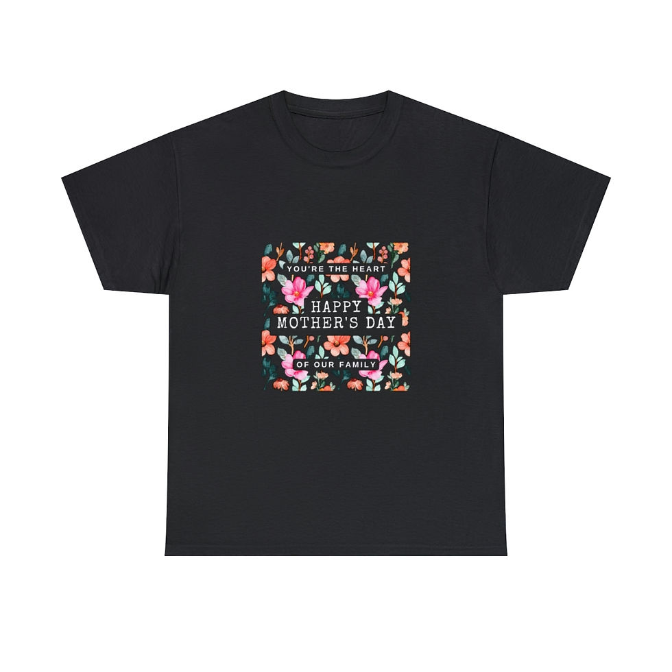 Thumbnail: Mother's Day, Floral. Heart of the Family Unisex Heavy 100% Cotton Tee