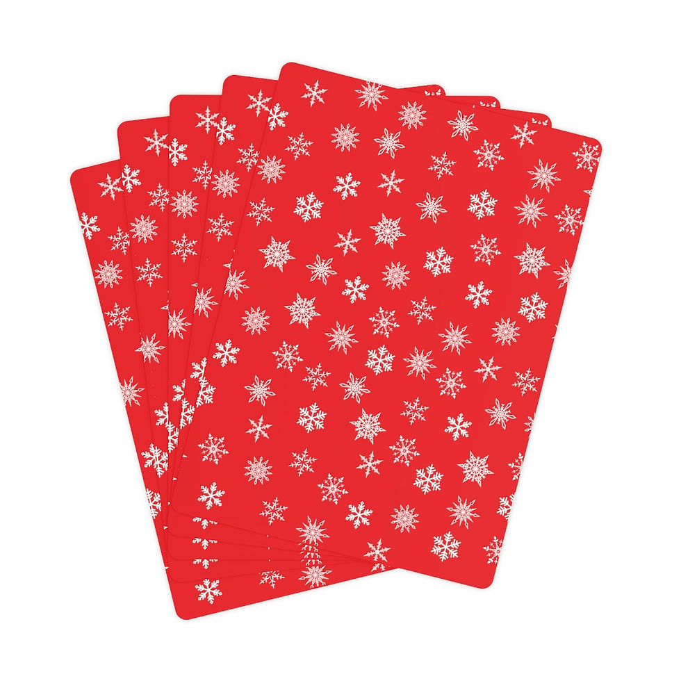 Thumbnail: Christmas. White Snowflakes on Red. Poker Cards