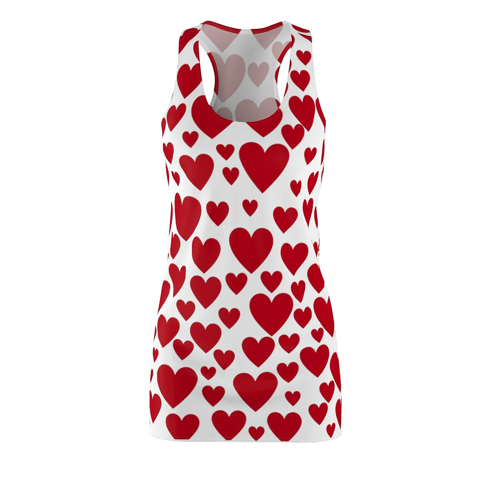 Valentine's Day - Red Hearts - Women's Cut & Sew Racerback Dress