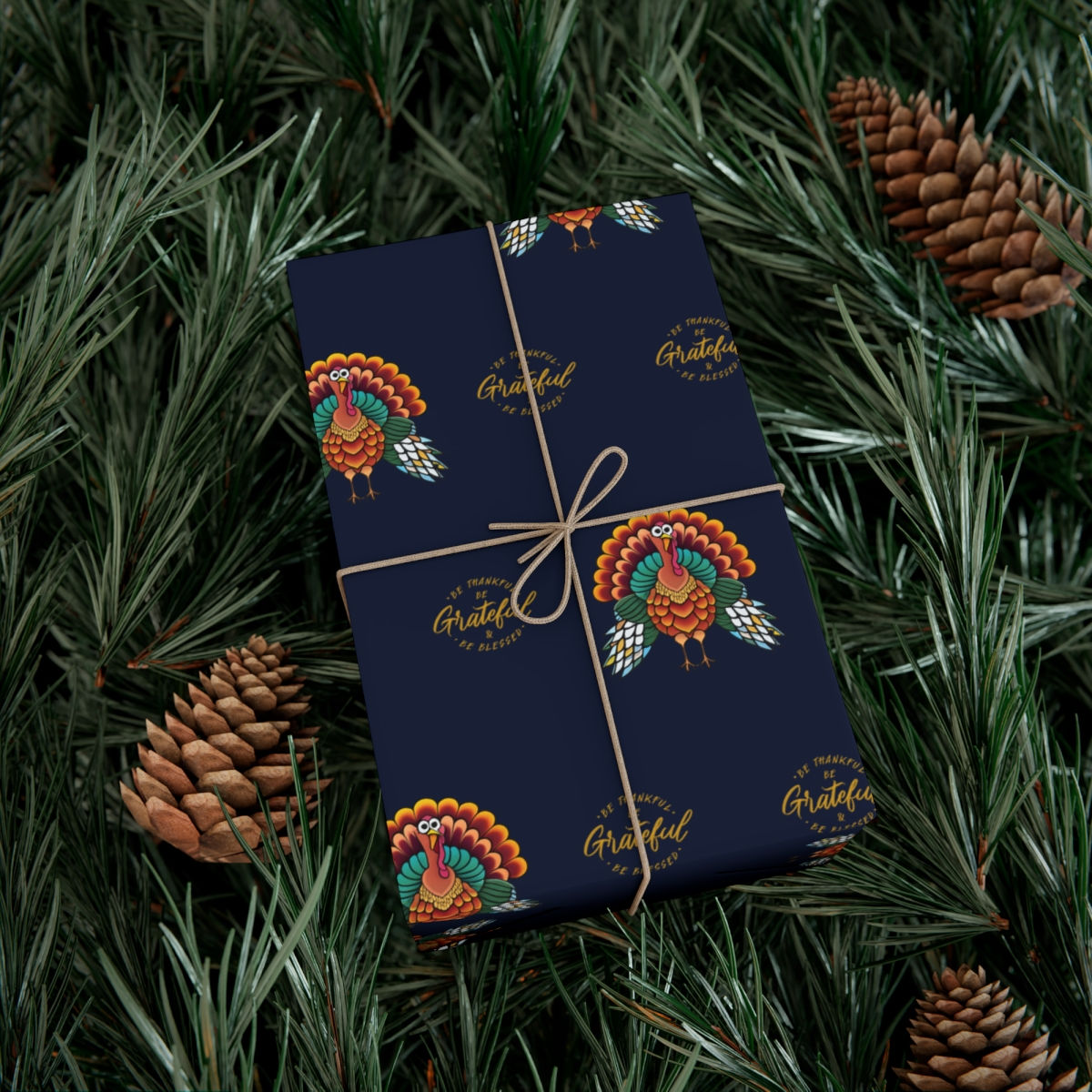 Blessed + Grateful Thanksgiving Fall Pattern Specialty Gift Wrap Papers