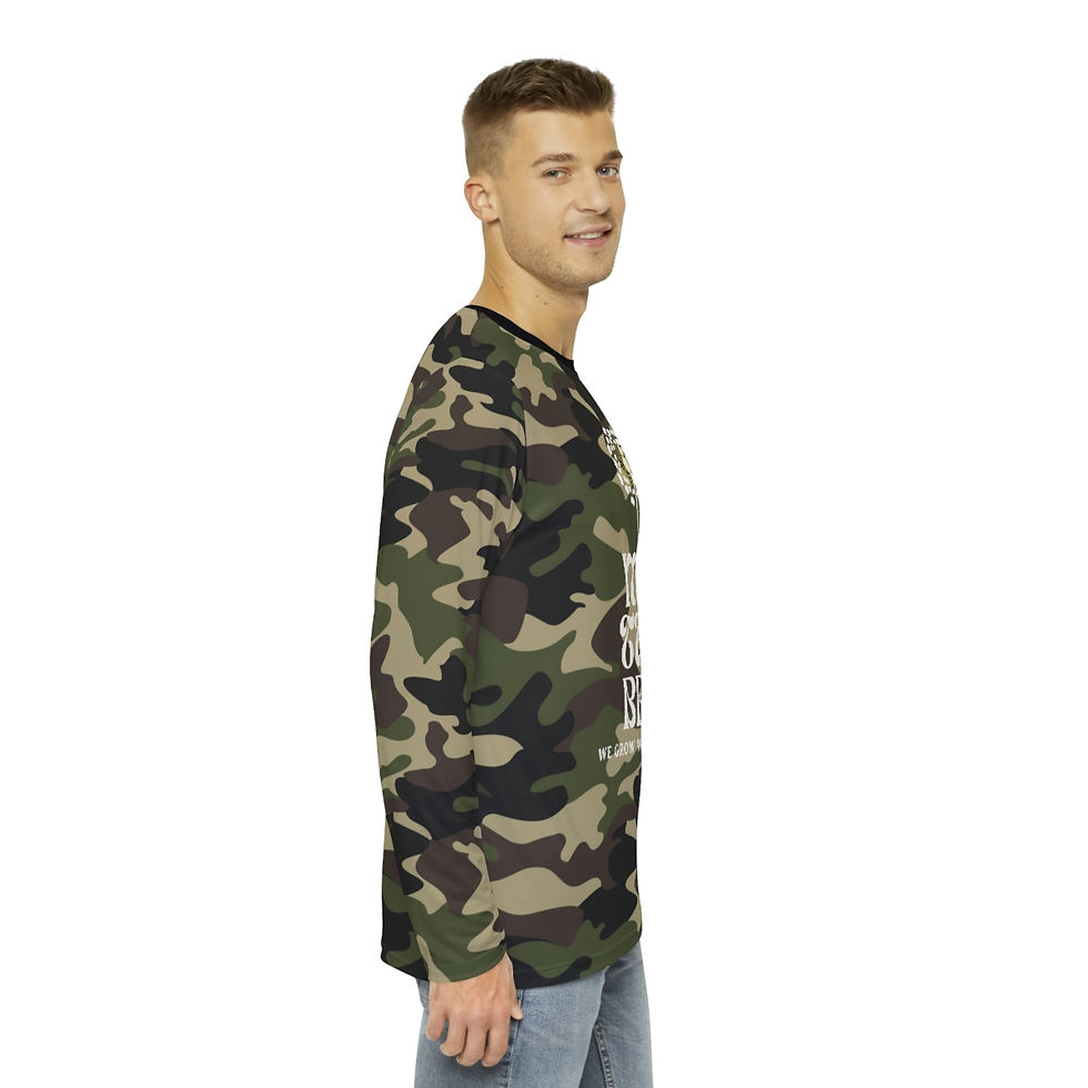 Thumbnail: Military Brat We Grow Wherever We Go White Logo - Men's Long Sleeve Camo Shirt 