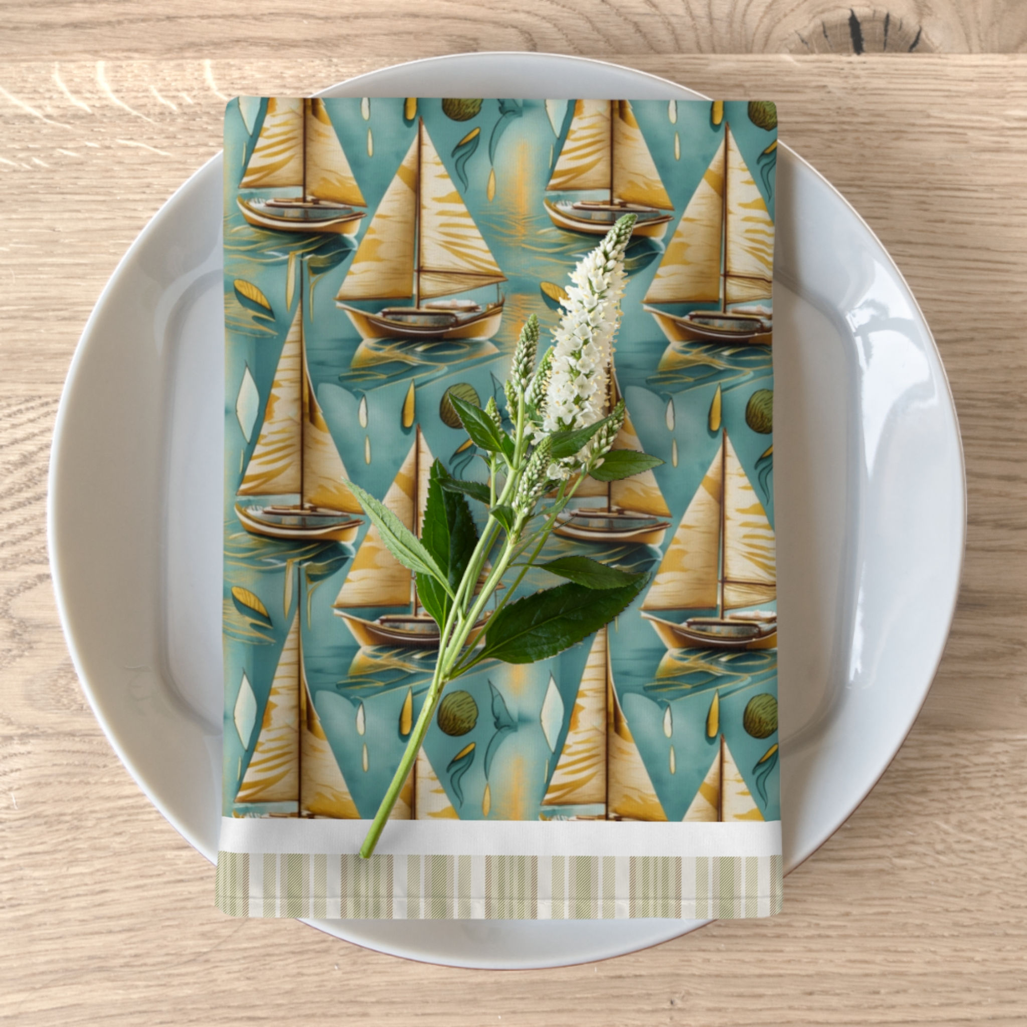 Nautical Sailing Napkins Set, Table Linens, Beach Decor, Coastal Theme