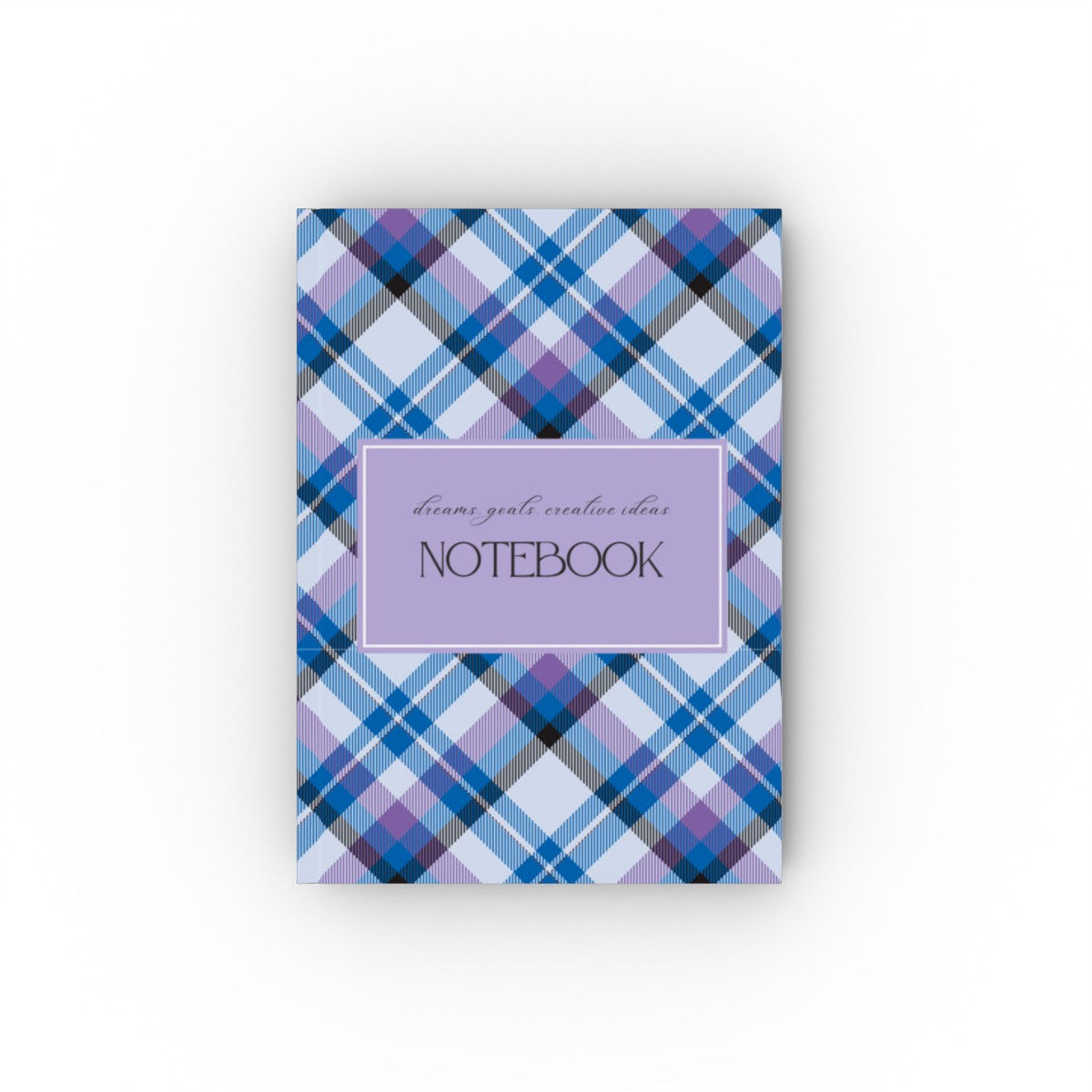 Purple Blue Plaid Designed Hard Backed Journal Ruled Line 128 pages