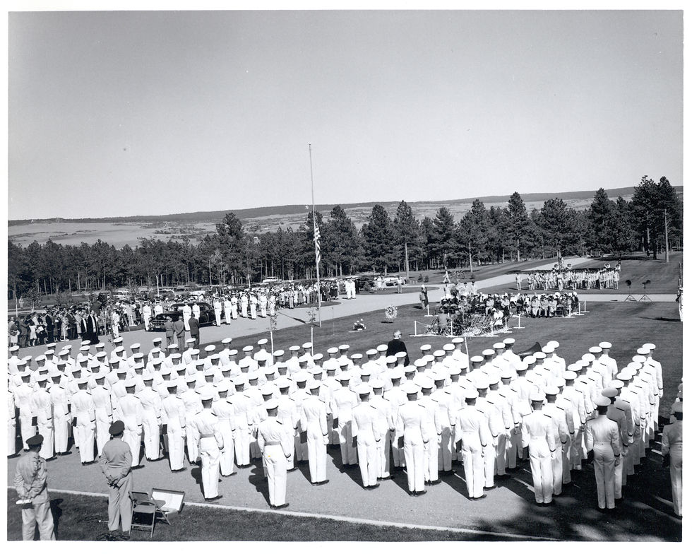 Service for Lieutenant General Hubert Reilly Harmon at the United States Air Force Academy Cemetery on September 22, 1958. (Photo credit: USAFA McDermott Library Archive)