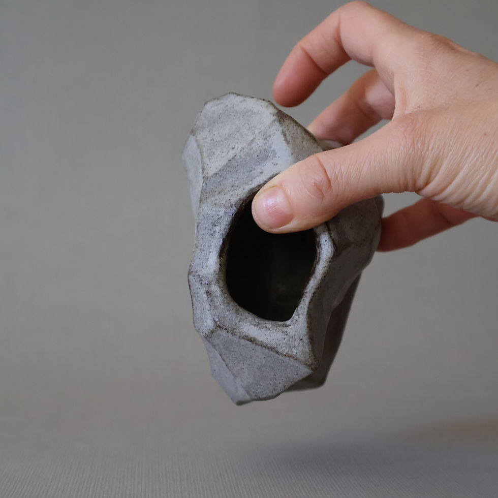 Thumbnail: Ribbed gray stone vase