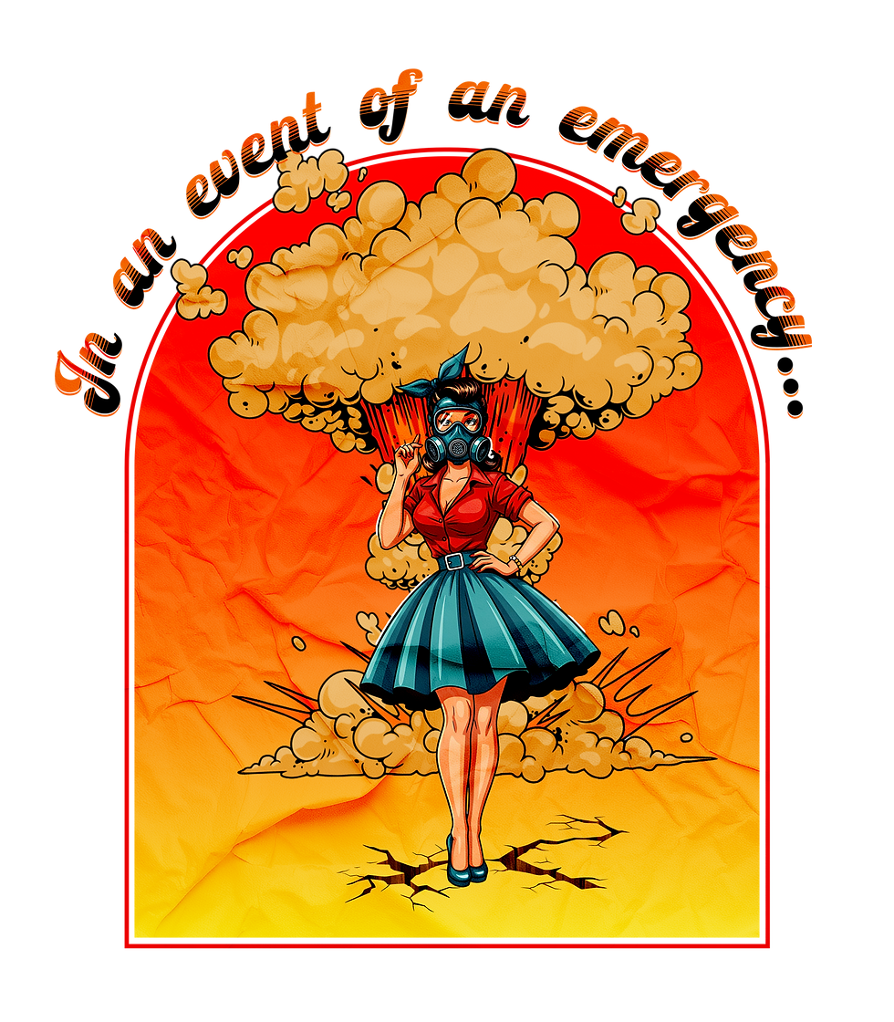 Thumbnail: In an Event of an Emergency... | Dystopian Emergency Nuclear Pinup Womens Tee