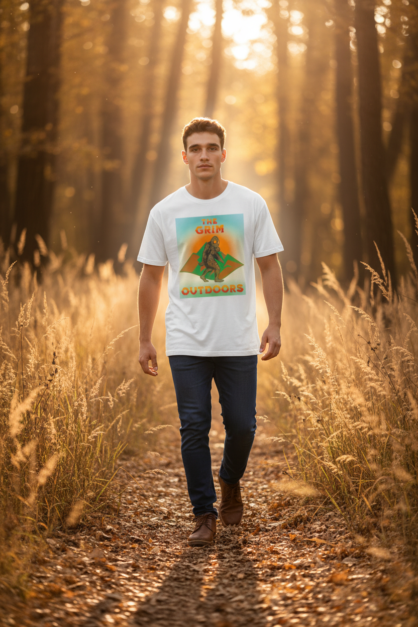 Thumbnail: The Grim Outdoors Tee — Sasquatch Forest Graphic T-Shirt