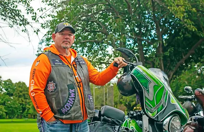 President of Sovereign Motorcycle Club Mike Player was at Queenston Heights after a long c