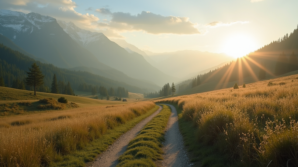 Wide angle view of a serene nature landscape