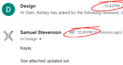 Screenshot showing a plan revision turned around in 6 minutes