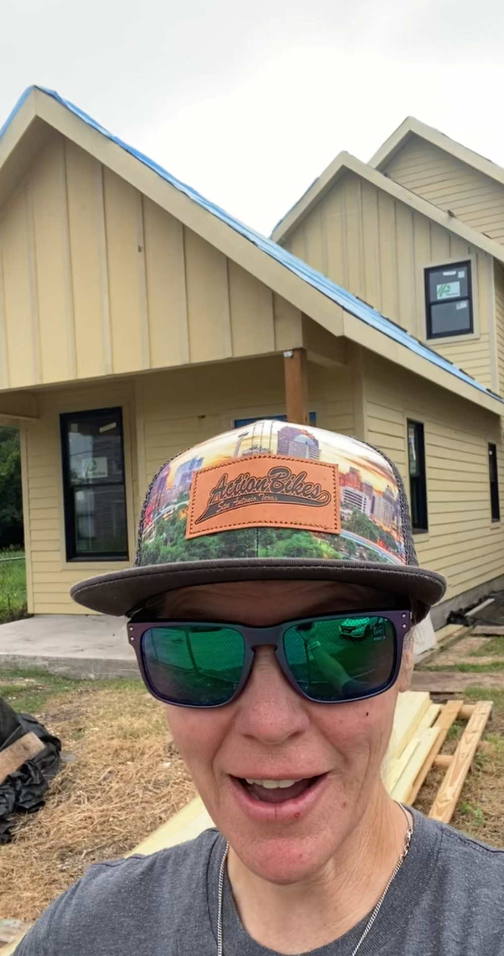 Jenny Park in front of her home under construction