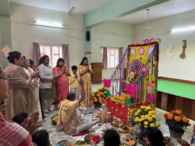 Celebrating Saraswati Puja at Jan Seva: A Festival of Knowledge and New Beginnings