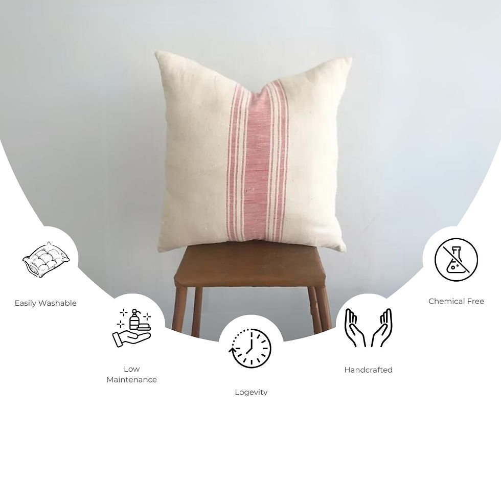 Thumbnail: Striped Red Handspun Handwoven Cotton Cushion